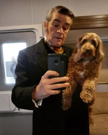 Peter Keleghan with his dog.